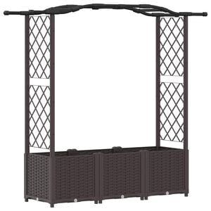 vidaXL Letto Rialzato con Griglia e Tetto Marrone 164 x 40 x 138 cm PP
