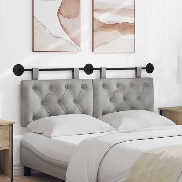 vidaXL Testata appesa Grigio chiaro 150 x 55 x 7 cm Velluto