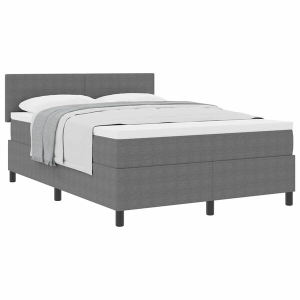 vidaXL Letto a molle con testiera Grigio chiaro e bianco 160 x 200 cm