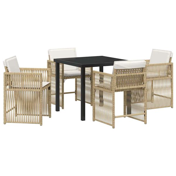 vidaXL Set da Pranzo per Giardino 5 pcs Beige polyrattan