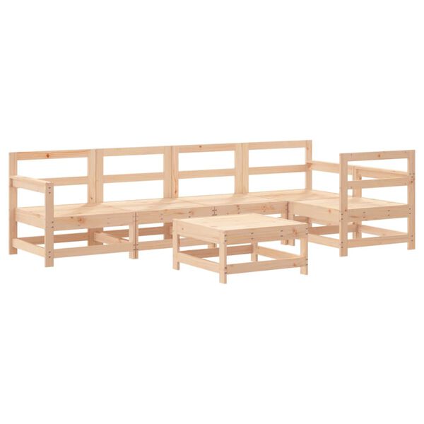 vidaXL Set Divani da Giardino 6 pz con Cuscini in Legno Massello