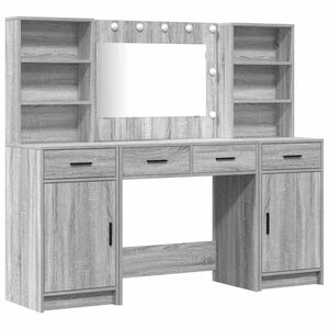 vidaXL Set da tavolo da trucco con LED 3 pz Grigio Sonoma