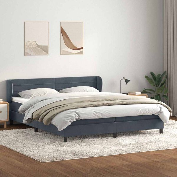 vidaXL Giroletto a Molle con Materassi Grigio Scuro 180x210 cm Velluto
