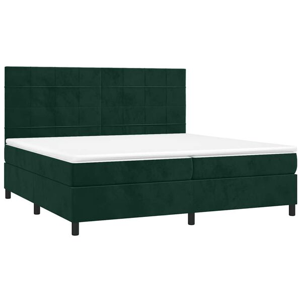 vidaXL Letto a Molle con Materasso e LED Verde Scuro 200x200cm Velluto