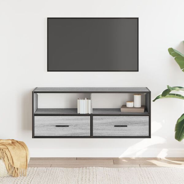 vidaXL Mobile TV Grigio Sonoma 100x31x39,5cm Legno Multistrato Metallo