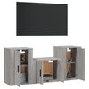 vidaXL Set Mobili Porta TV 3 pz Grigio Sonoma in Legno Multistrato