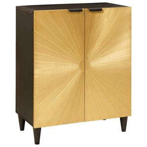 vidaXL Credenza Nero e Oro 60 x 33 x 75 cm Legno di mango massello