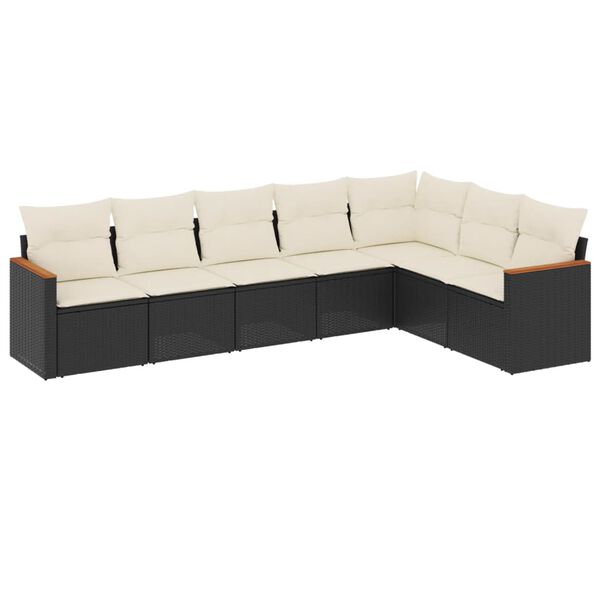 vidaXL Set Divani da Giardino con Cuscini 7pz Nero Polyrattan