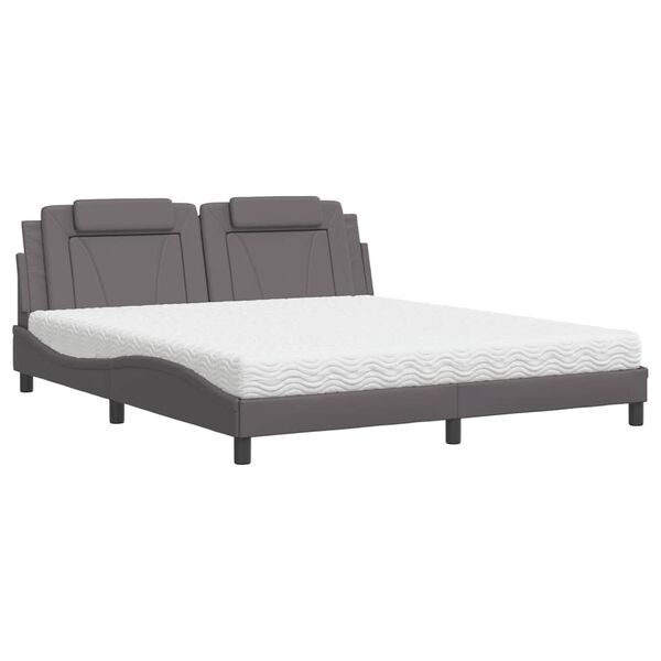vidaXL Letto Viana con Materasso Grigio 180x200 cm in Similpelle