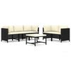 vidaXL Set Divani da Giardino 6 pz con Cuscini in Polyrattan Nero