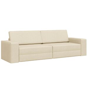 vidaXL Divano letto 200cm Crema Tessuto