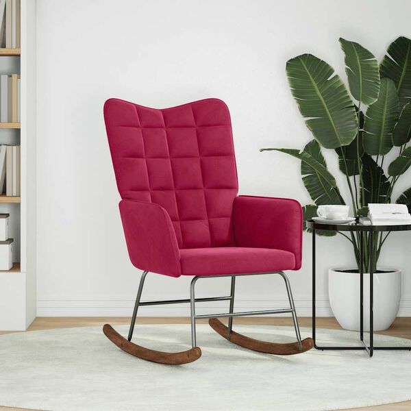 vidaXL Sedia a Dondolo Rosso Vino in Velluto