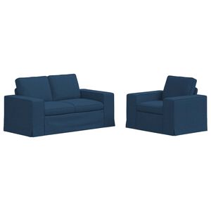 vidaXL Set di divani 2 pz Blu Tessuto