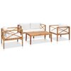 vidaXL Set Divani da Giardino 4 pz con Cuscini Legno Massello di Teak