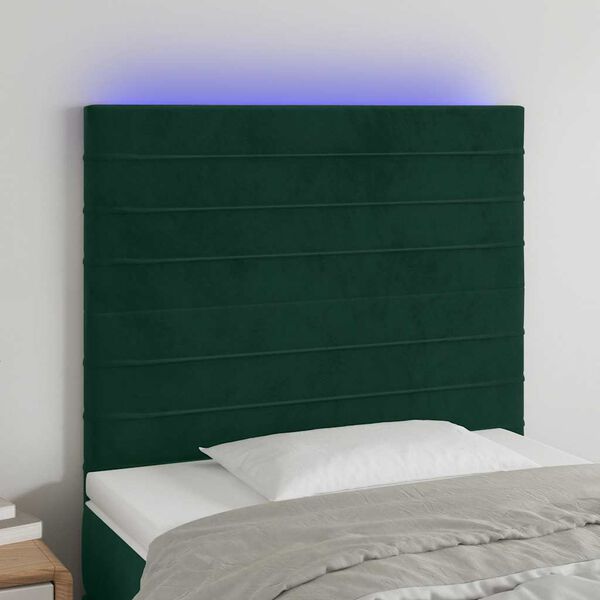 vidaXL Testiera a LED verde Scuro 80x5x118/128 cm in Velluto
