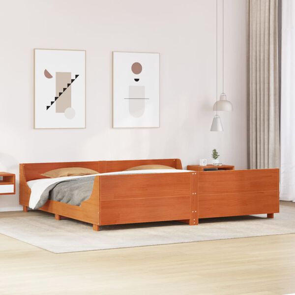 vidaXL Letto senza Materasso Marrone Cera 180x200 cm in Legno di Pino