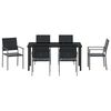 vidaXL Set da Pranzo per Giardino 7 pcs Nero Rattan in PE