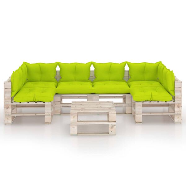 vidaXL Set Divani da Giardino Pallet 7 pz con Cuscini in Legno di Pino