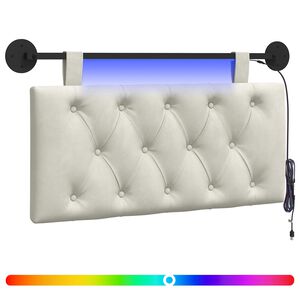 vidaXL Testiera sospesa Con luce LED Crema Velluto