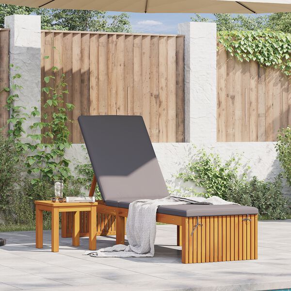 vidaXL Lettino da sole con cuscino 1-persona Marrone 200 x 55 x 94cm