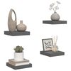 vidaXL Scaffali a Parete 4 pz Grigio Lucido 23x23,5x3,8 cm in MDF
