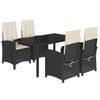 vidaXL Set da Pranzo da Giardino 5 pz Nero con Cuscini in Polyrattan