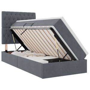 vidaXL Letto con contenitore e materasso Grigio scuro 90 x 190 cm