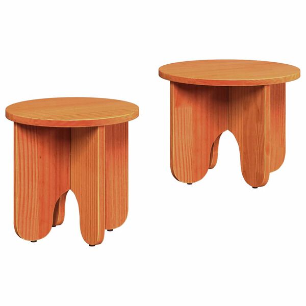 vidaXL Tavolino da salotto 2 pcs Marrone cerato Legno massello di pino