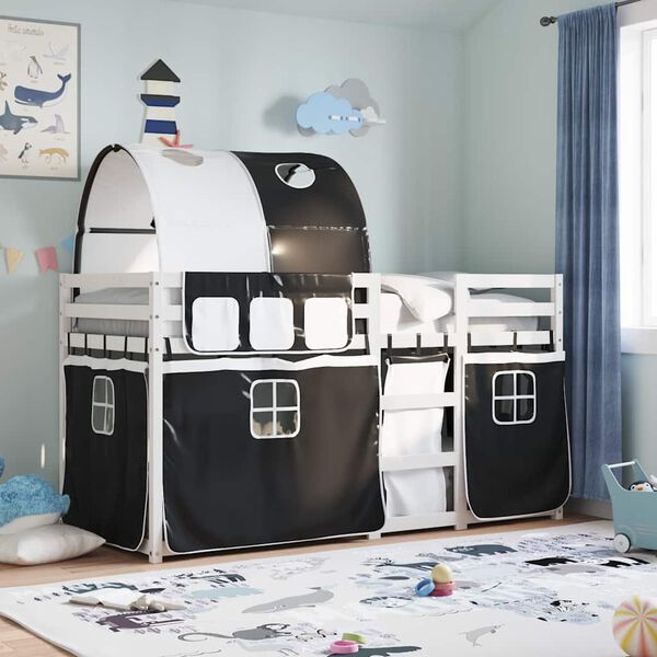 vidaXL Letto a Castello senza Materasso Bianco e Nero 90x190cm in Pino