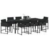 vidaXL Set da Pranzo per Giardino con cuscino 9 pcs Nero polyrattan