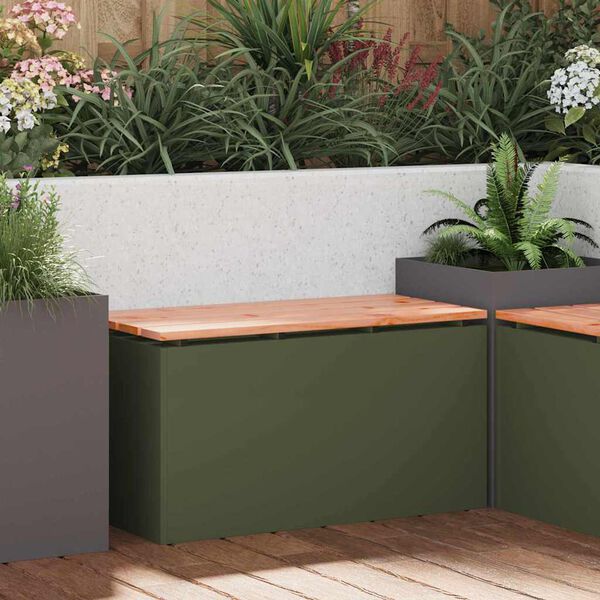 vidaXL Panchina da giardino Oliver verde 80 x 40 x 43 cm Acciaio