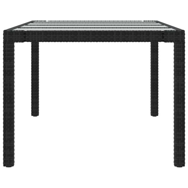 vidaXL Tavolo Giardino Nero 250x100x75cm Vetro Temperato e Polyrattan