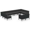 vidaXL Set Divani da Giardino 12 pz con Cuscini in Polyrattan Nero