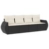 vidaXL Set Divani da Giardino 4 pz con Cuscini Nero in Polyrattan
