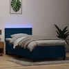 vidaXL Letto a Molle con Materasso e LED Blu Scuro 90x210 cm Velluto