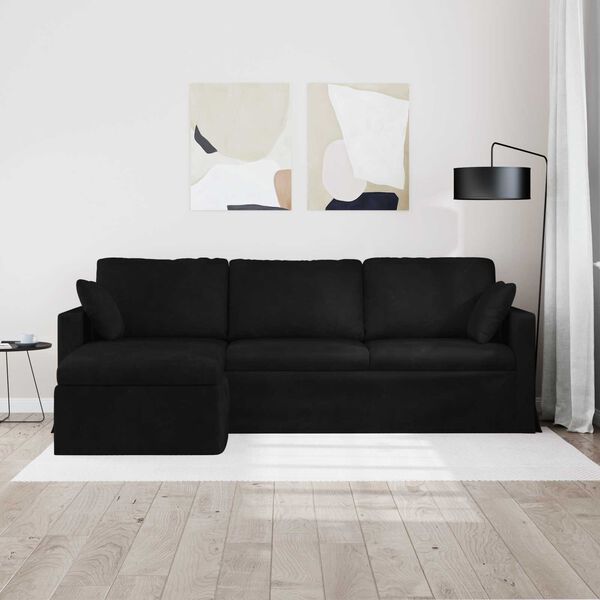 vidaXL Divano Nero 198 x 134 x 80 cm Velluto