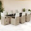 vidaXL Set da Bistr&ograve; da Giardino 9 pz con Cuscini Beige in Polyrattan
