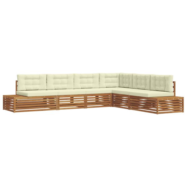 vidaXL Set di divani da esterno con cuscino 6 Pezzo Naturale e Crema
