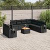 vidaXL Set Divani da Giardino 10pz con Cuscini in Polyrattan Nero