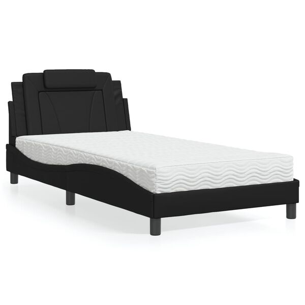 vidaXL Letto Viana con Materasso Nero 100x200 cm in Similpelle
