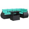 vidaXL Set Divano da Giardino 6 pz con Cuscini Nero Polyrattan Acacia