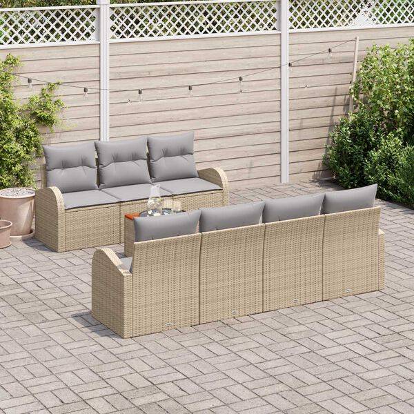 vidaXL Set Divano da Giardino 8 pcs beige e grigio chiaro