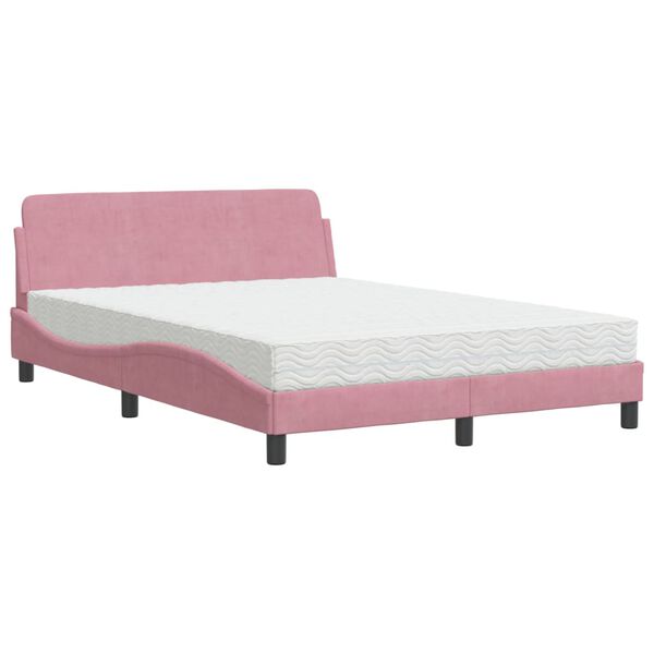 vidaXL Letto con Materasso Dover Rosa 140x190 cm in Velluto
