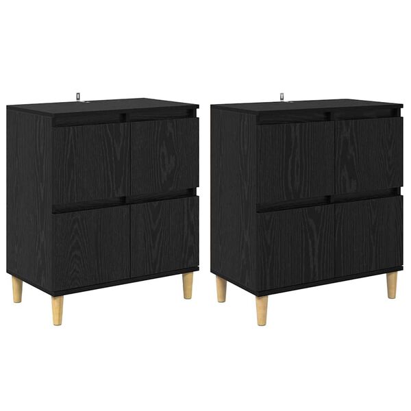 vidaXL Sideboards 2 pcs Rovere Nero 60 x 35 x 70 cm Legno multistrato