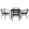vidaXL Set da Pranzo per Giardino 5 pcs Nero polyrattan