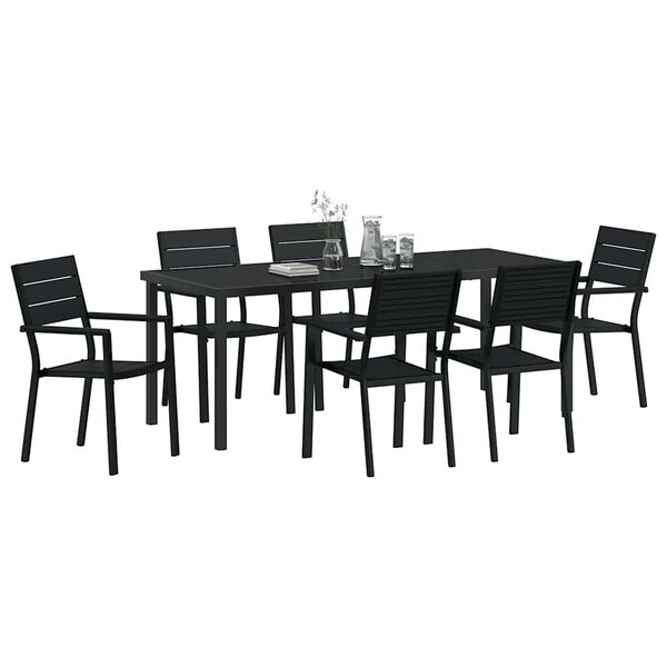 vidaXL Set da Pranzo per Giardino 7 pcs Nero