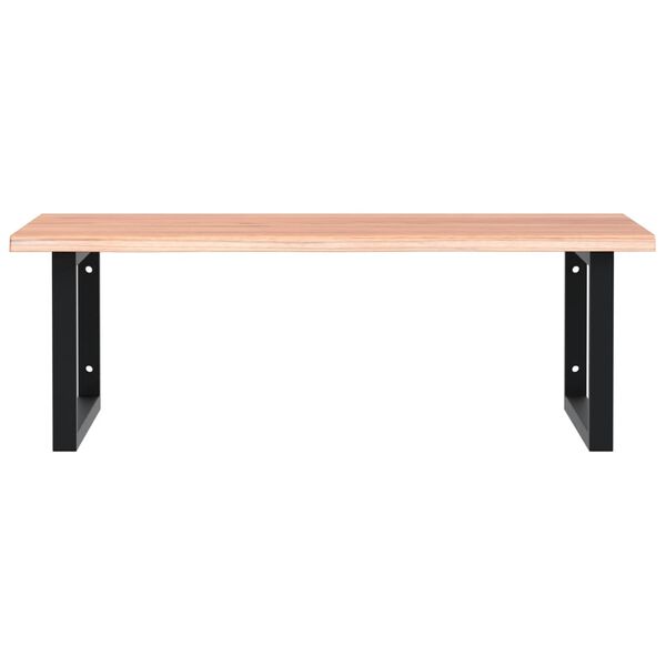 vidaXL Ripiano a Parete per Lavabo in Acciaio e Massello di Rovere