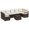 vidaXL Set di divani 8 pz 7-Numero di posti Marrone e Crema polyrattan