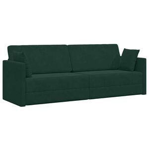vidaXL Divano-letto da pavimento Verde Scuro 213 x 70 x 77 cm Velluto