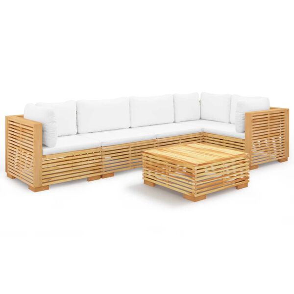 vidaXL Set Divani da Giardino 6 pz con Cuscini Legno Massello di Teak